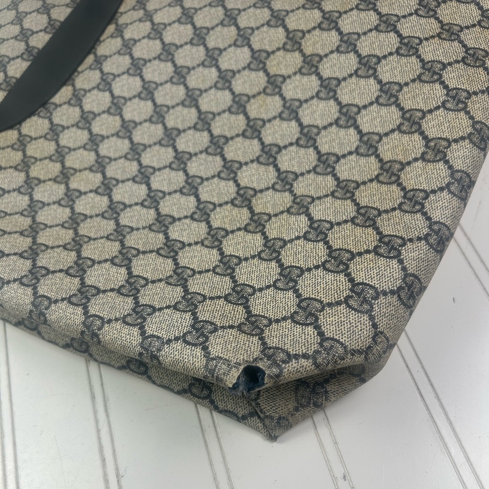 Gucci Vintage GG Supreme Navy Canvas Tote Shoulder Bag - Picture 6 of 14